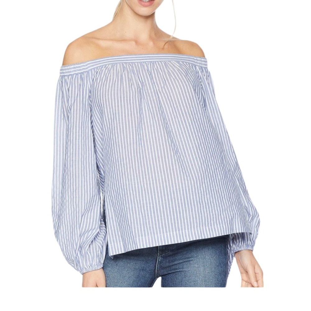 BCBG Striped Button Down Blouse Size [X] Lightweight Classic Workwear